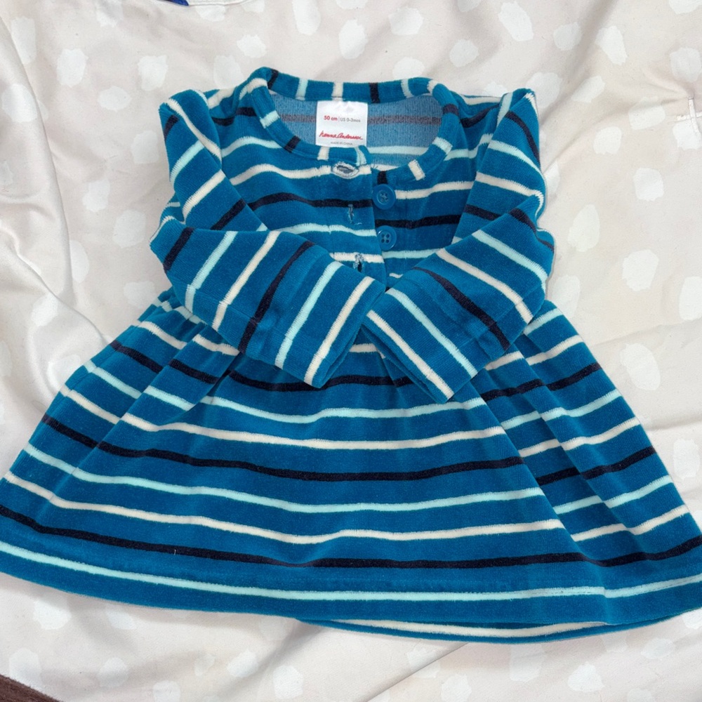 Hanna Anderson Striped Blue Long Sleeve Dress